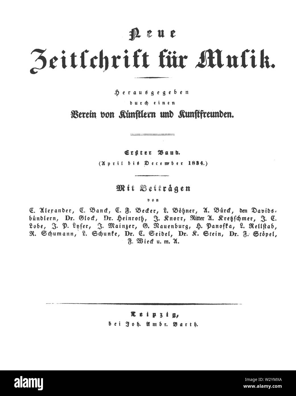 Neue Zeitschrift für Musik 1834 Titel Banque D'Images