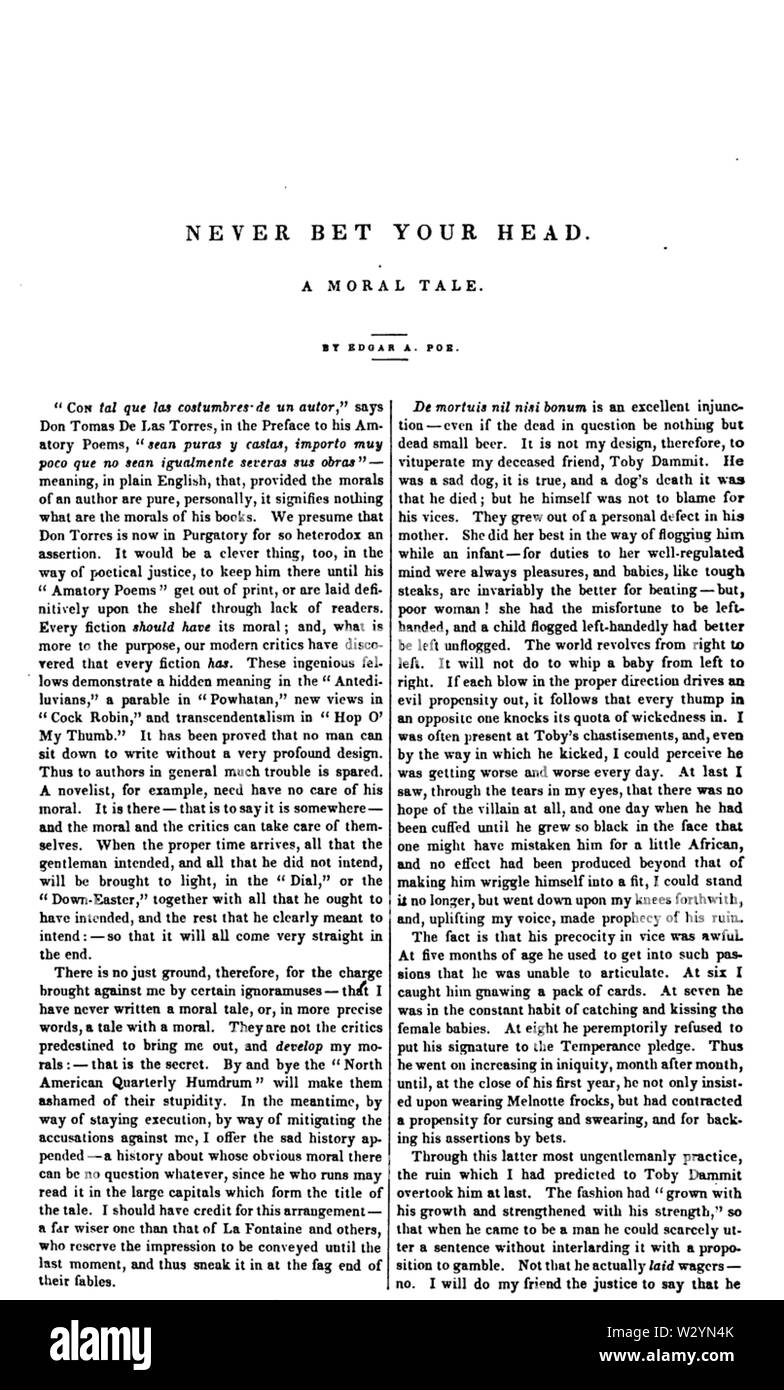 Ne pariez jamais votre tête au Diable Banque D'Images