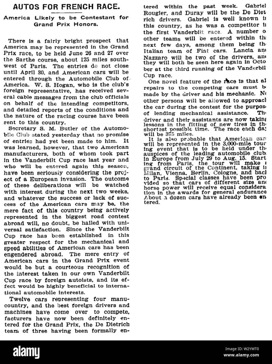 Nytimes 1906 autosforfrenchrace Banque D'Images