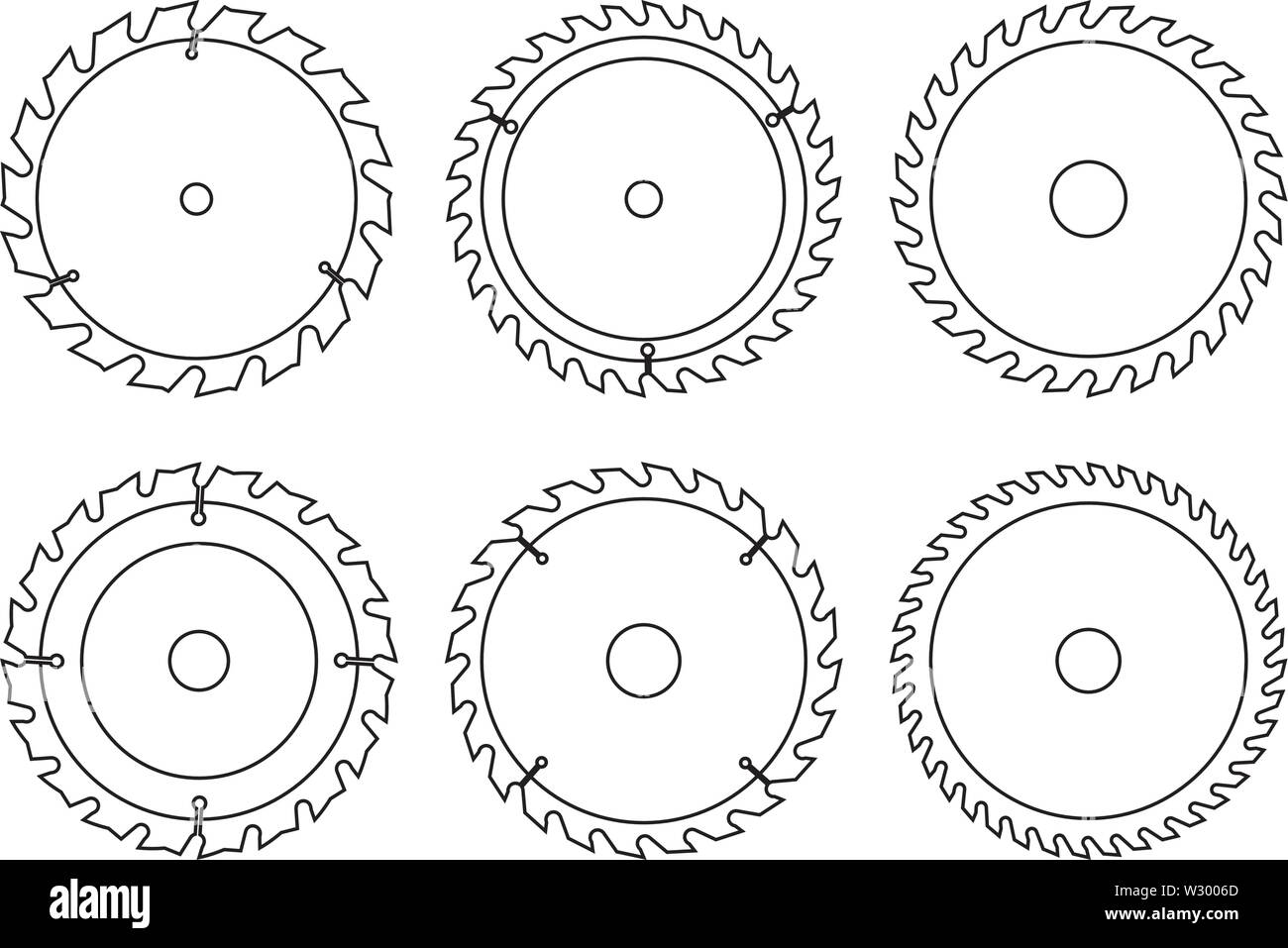 Lame de scie circulaire disque. Outil de coupe de bois. Icônes Télévision Illustration de Vecteur