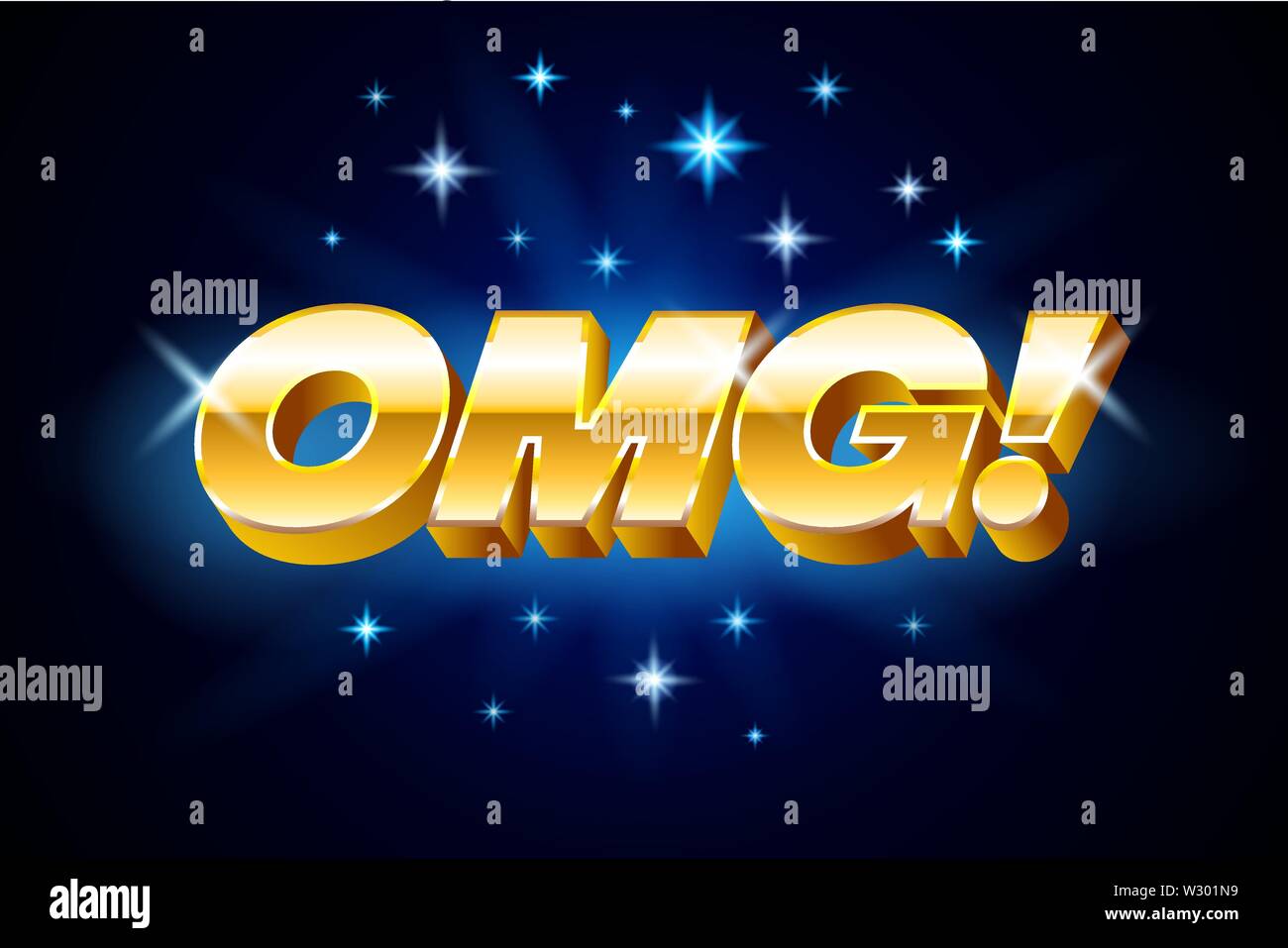 J'or inscription sur fond bleu ou une bannière avec des étoiles, émotion expression, vector illustration. Illustration de Vecteur