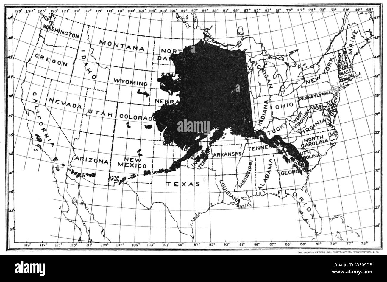PSM V62 D189 Site de l'alaska par rapport à la plus faible des Etats-Unis Banque D'Images