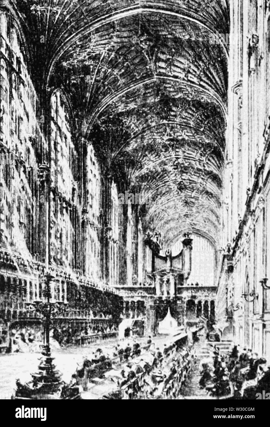 PSM V65 D492 de l'intérieur de la chapelle de Kings College, Université de Cambridge Banque D'Images