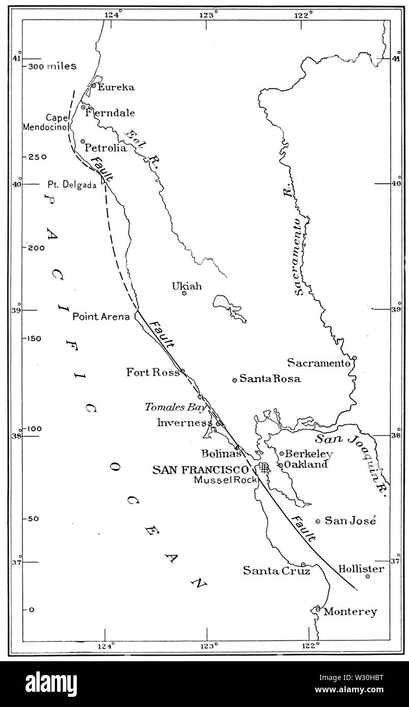 PSM V69 D102 ligne de faille qui a provoqué la tremblement de terre de san francisco Banque D'Images