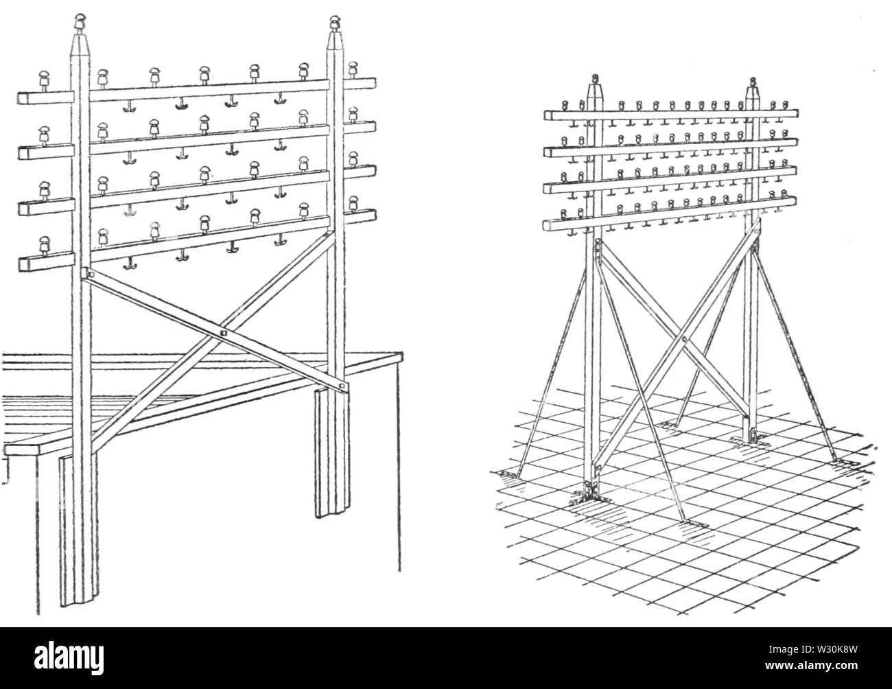 PSM V70 D527 Fil de téléphone prend en charge sur le toit Banque D'Images