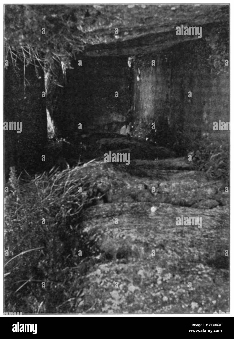 PSM V75 D131 Intérieur de kerioned dolmen près de kerieval Banque D'Images