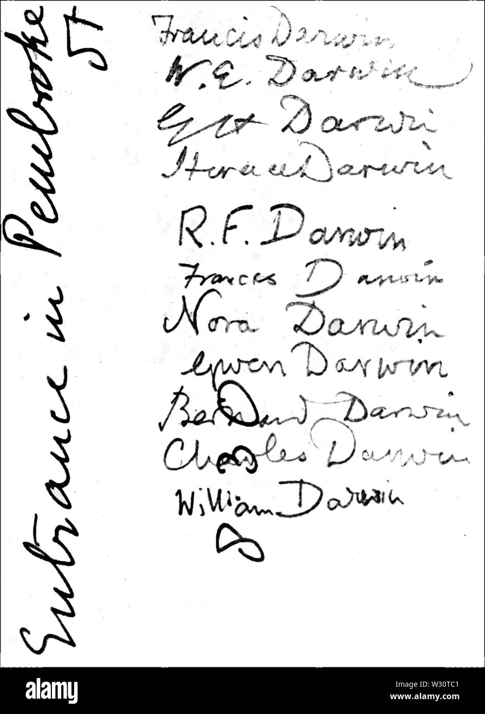 PSM V76 D031 Signatures des darwins Banque D'Images