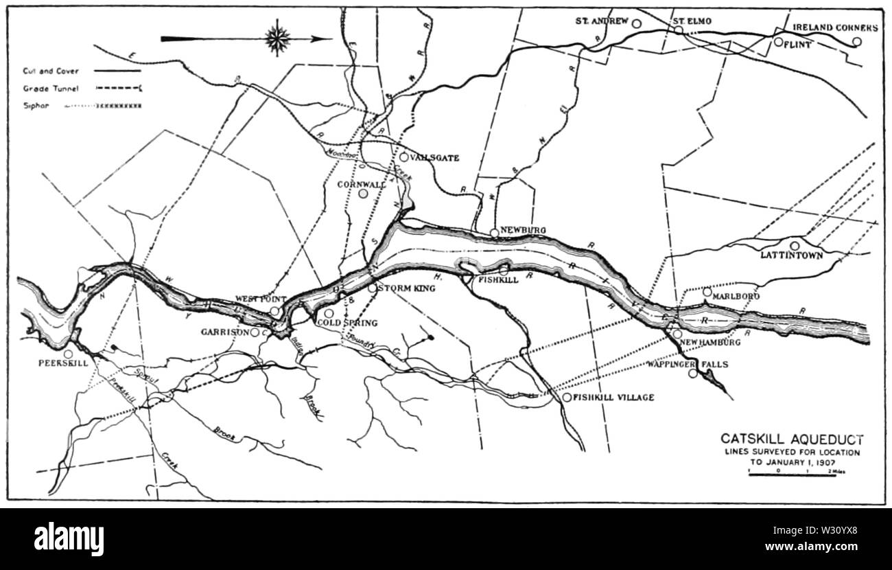 PSM V79 D104 carte des chemins d'accès à l'aquaduct possible l'approvisionnement en eau de new york Banque D'Images