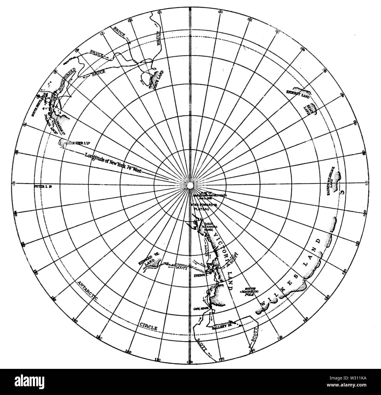 PSM V80 D418 Route vers l'antarctique suivie par divers explorateurs Banque D'Images