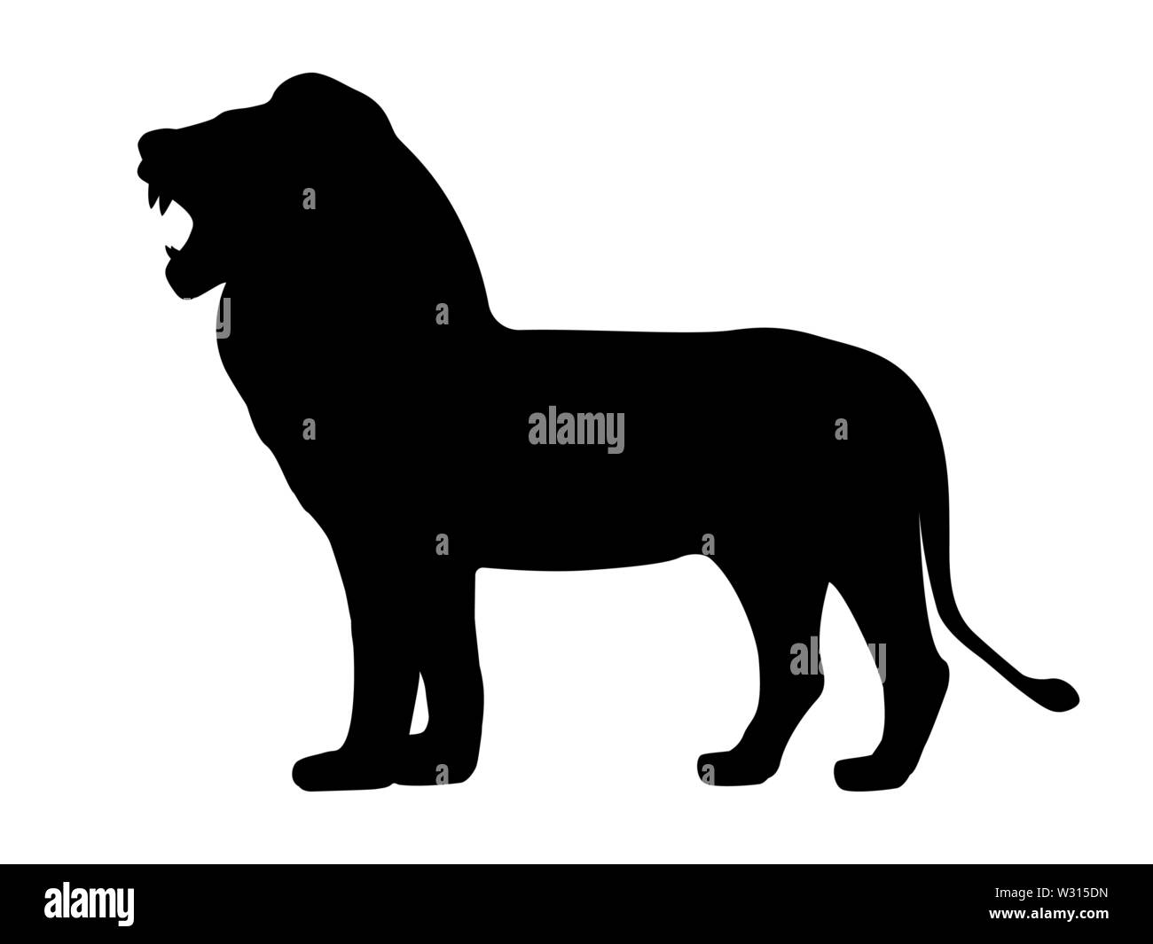 Silhouette noire lion grogne Illustration de Vecteur