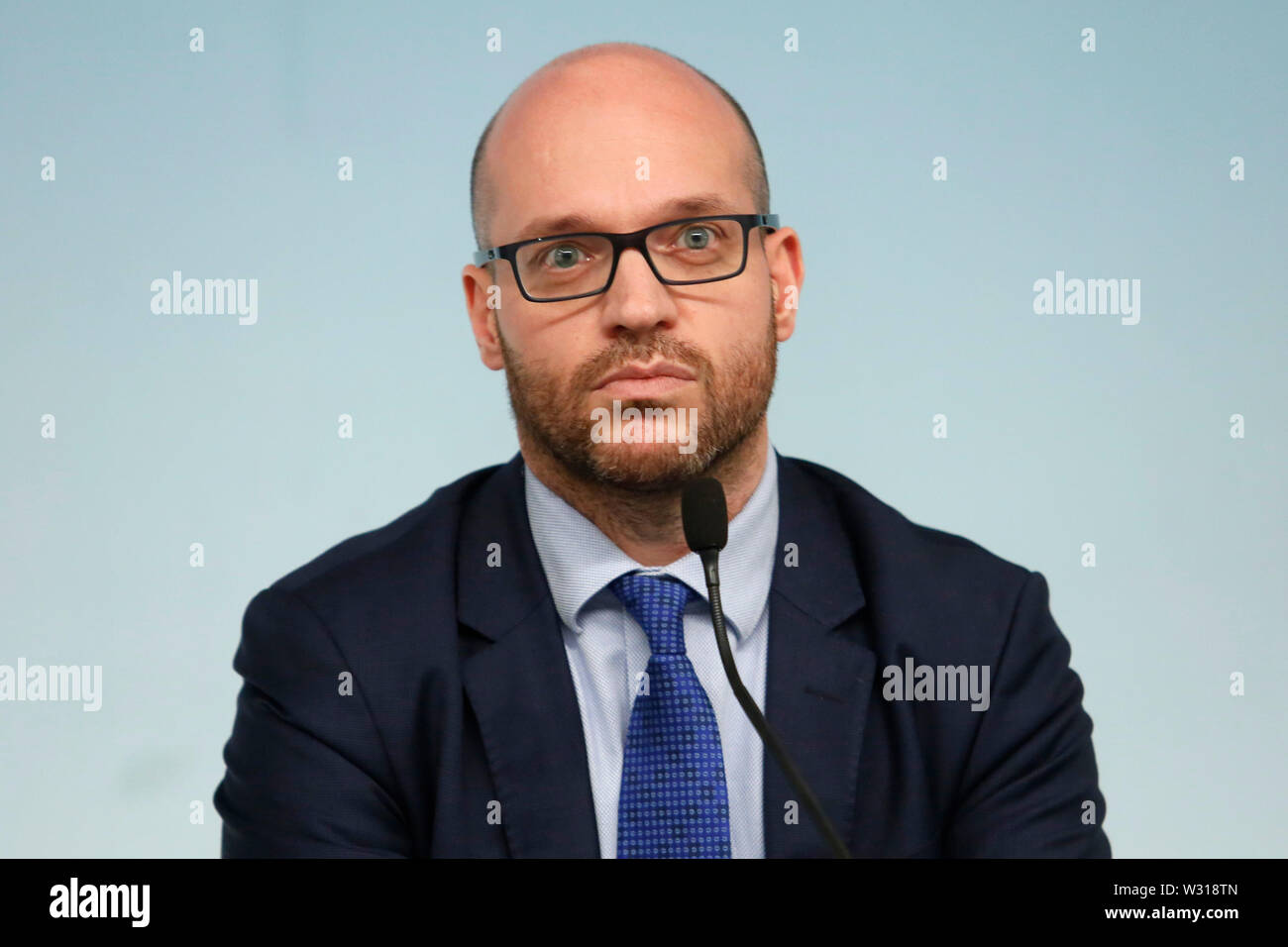 Rome, Italie. 11 juillet, 2019. Le nouveau ministre des affaires étrangères Lorenzo Fontana Rome le 11 juillet 2019. Le Premier ministre italien présente à la presse les ministres nouvellement nommés Foto Samantha Zucchi Insidefoto insidefoto Crédit : srl/Alamy Live News Banque D'Images