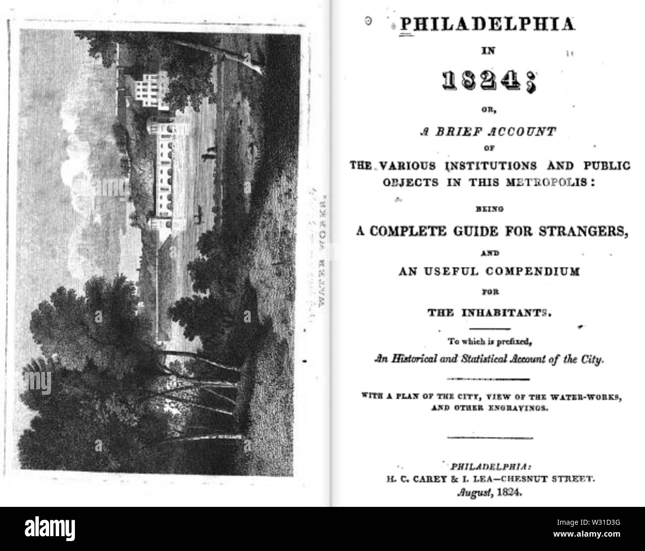 Philadelphie en 1824 page de titre Banque D'Images