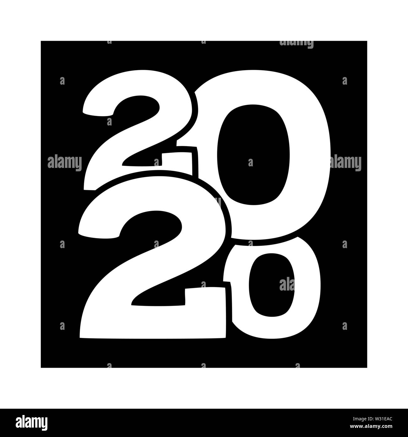 Noir blanc 2020 caractères de taille différente newyear Illustration de Vecteur Noir blanc 2020 caractères de taille différente newyear Illustration de Vecteur