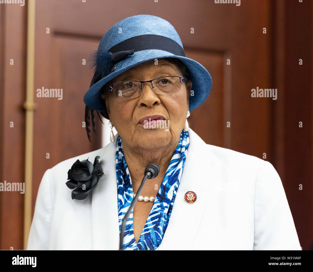 Washington, D.C., USA. 11 juillet, 2019. Représentant des États-Unis ALMA ADAMS (D-NC) parlant à la Black Caucus Santé Maternelle au sommet des intervenants le Capitole à Washington, DC Le 11 juillet 2019. Crédit : Michael Brochstein/ZUMA/Alamy Fil Live News Banque D'Images