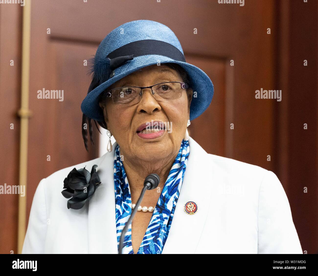 Washington, D.C., USA. 11 juillet, 2019. Représentant des États-Unis ALMA ADAMS (D-NC) parlant à la Black Caucus Santé Maternelle au sommet des intervenants le Capitole à Washington, DC Le 11 juillet 2019. Crédit : Michael Brochstein/ZUMA/Alamy Fil Live News Banque D'Images