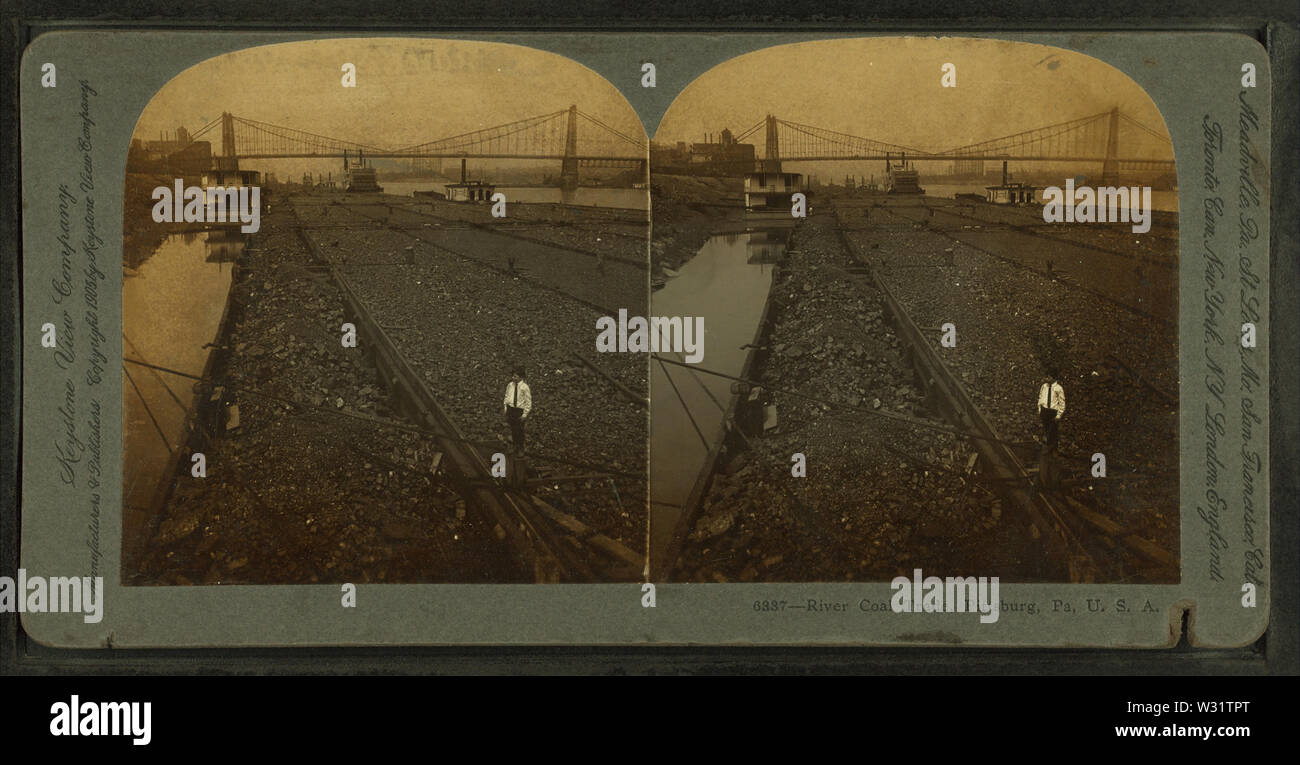 River Coal trade, Pittsburgh, PA, USA, à partir de Robert N Dennis collection de vues stéréoscopiques Banque D'Images