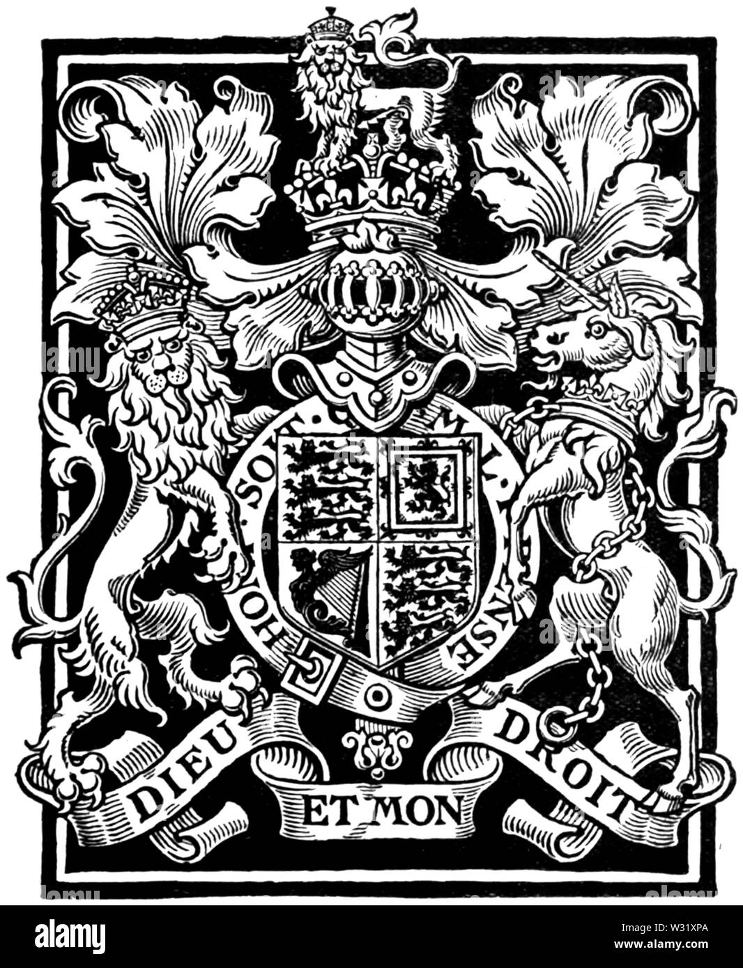 Armoiries royales du Royaume-Uni (imprimer) Banque D'Images