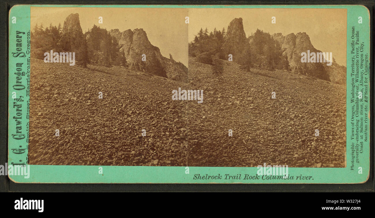 Shellrock Rock Trail Columbia River, de Robert N Dennis collection de vues stéréoscopiques Banque D'Images