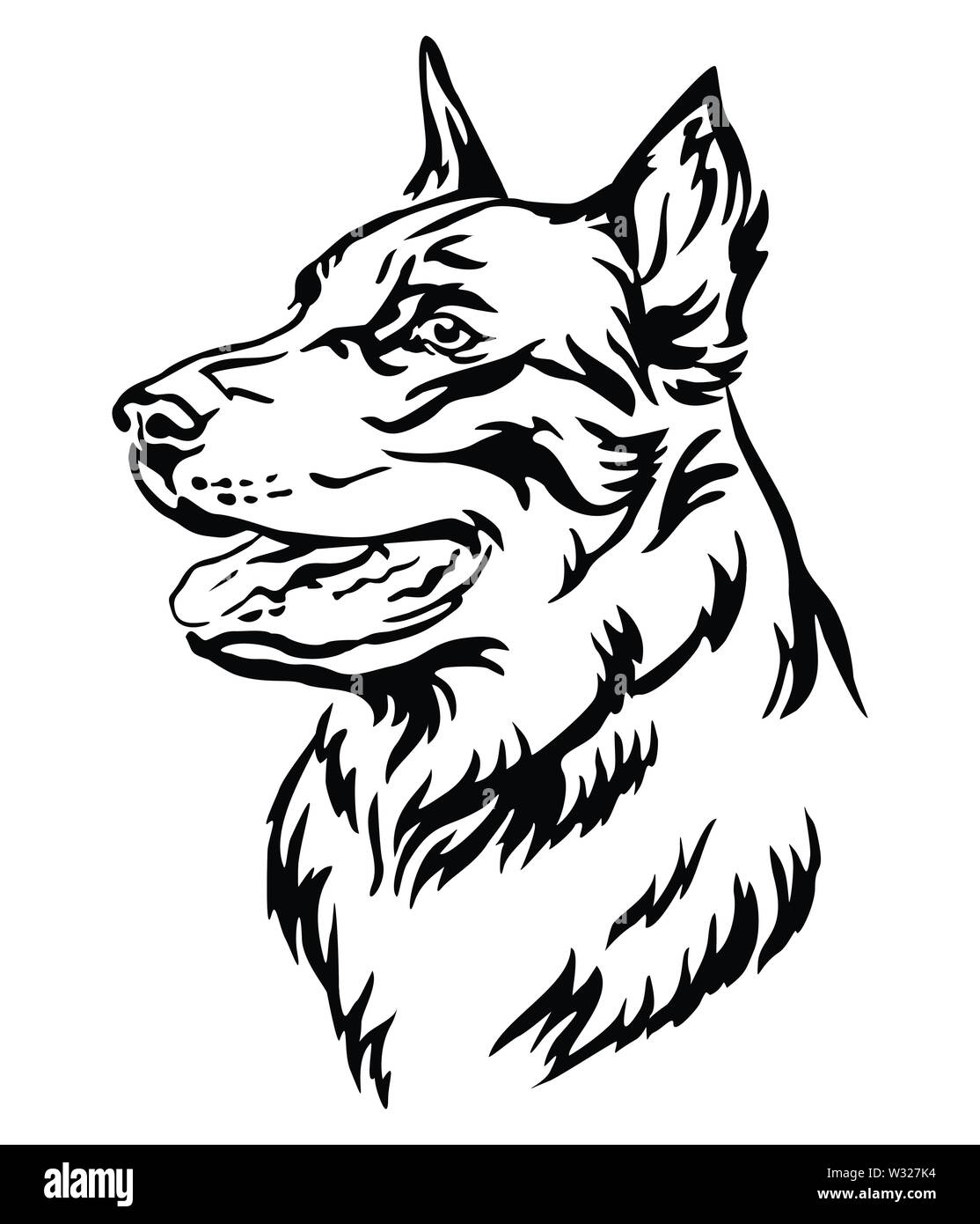 Dessin Beauceron Contour décoratif portrait de chien Beauceron à la recherche de profil,  vector illustration en couleur noir isolé sur fond blanc. Pour l'Image et  conception Image Vectorielle Stock - Alamy