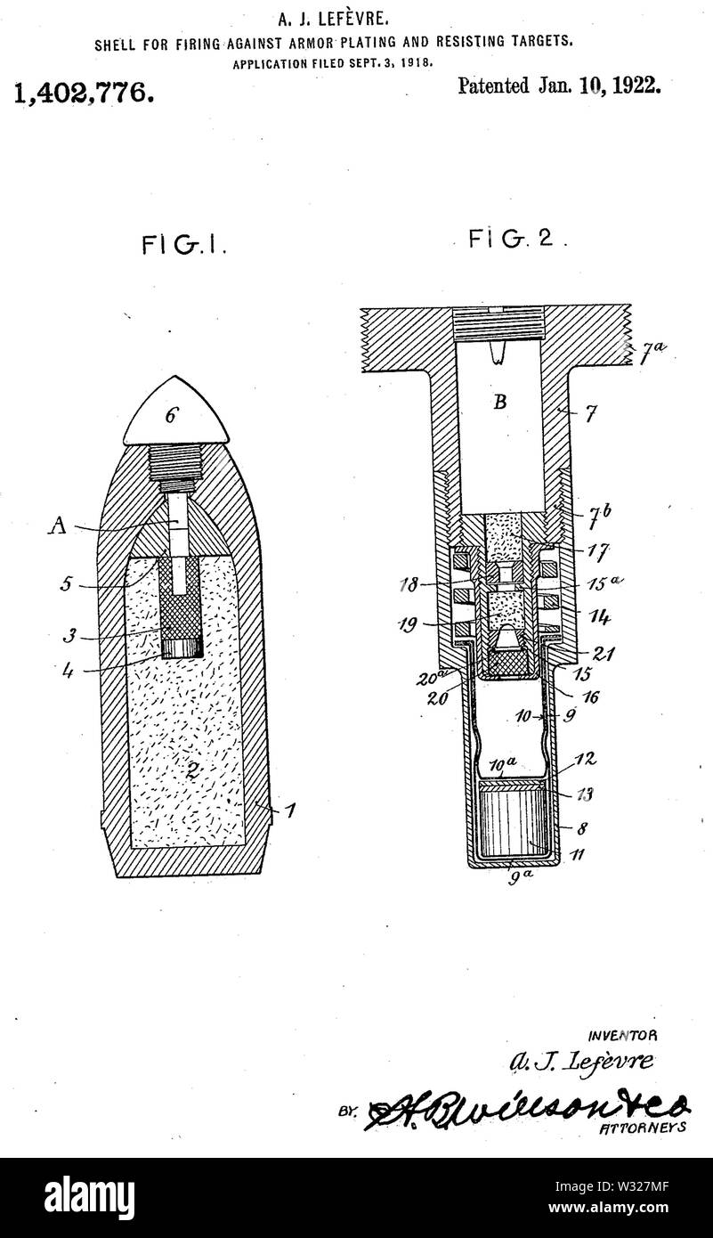 Shell pour le tir contre les plaques de blindage et de résistance à l'cibles - André Joseph Lefèvre Banque D'Images