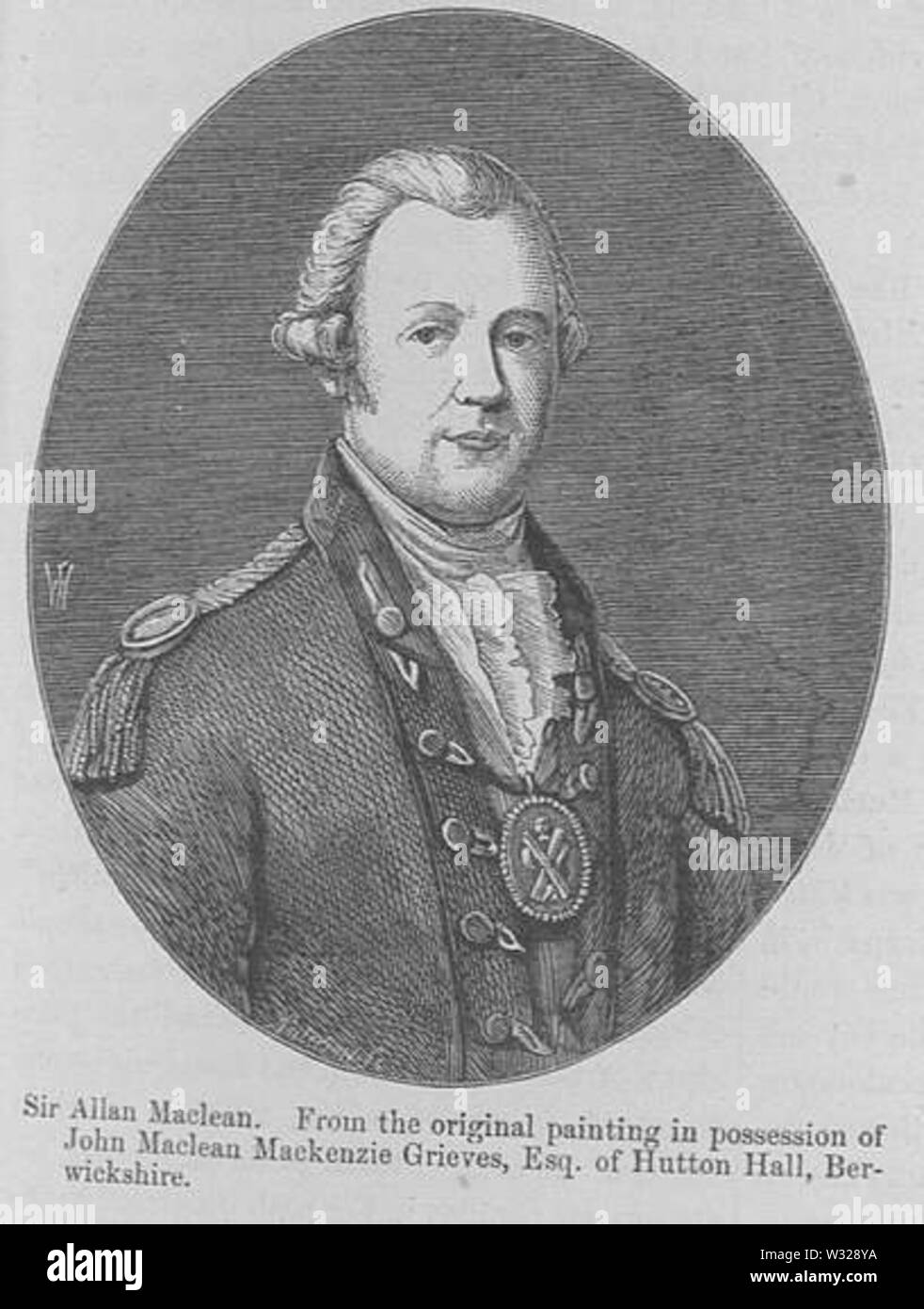 Sir Allan Maclean, 6ème Baronet dans une histoire des Highlands écossais, clans des Highlands et régiments Highland (1875) par Sir John Scott Keltie, page 227 Banque D'Images