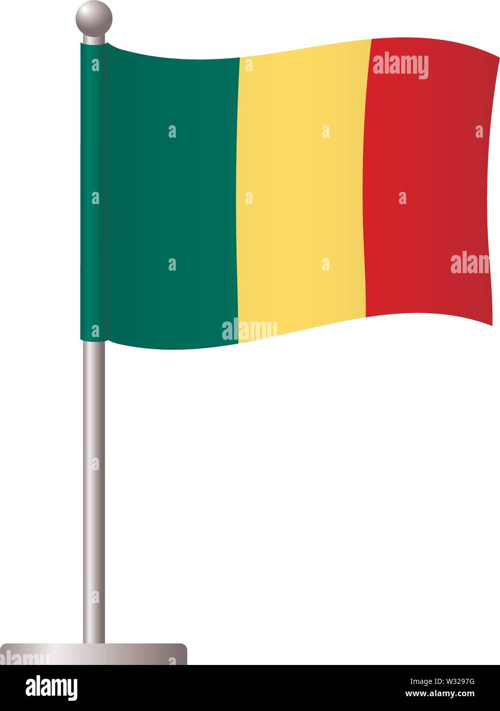 Mali drapeau sur mât. Mât en métal. Drapeau national du Mali vector illustration Illustration de Vecteur