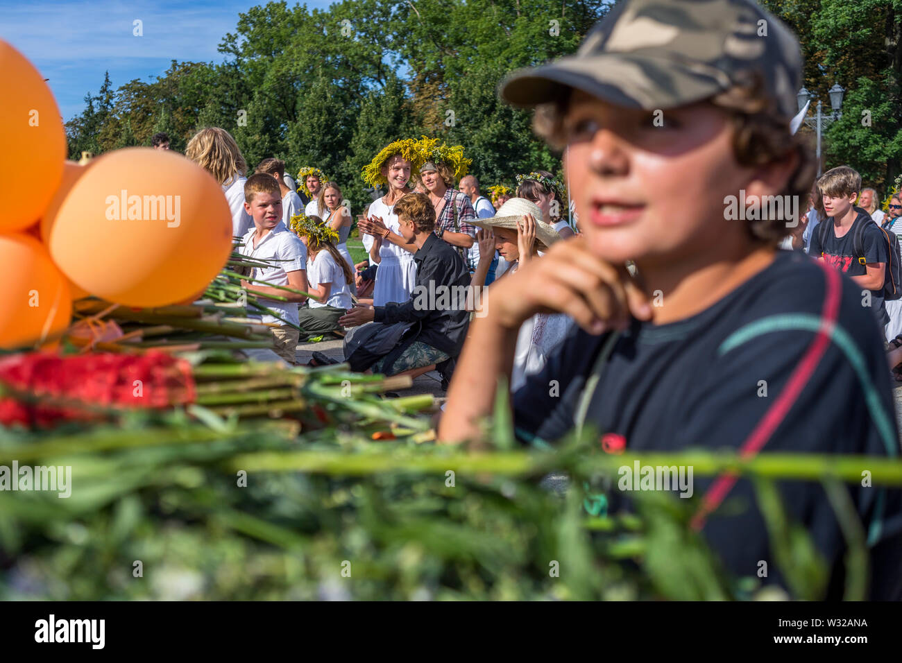 L'arrivée des pèlerins au sanctuaire de Jasna Góra lors de la célébration de l'assomption de Marie en août, Czestochowa, Pologne 2018. Banque D'Images