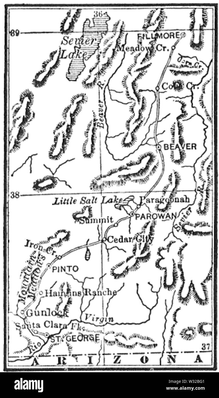 Le sud de l'Utah map c 1857, p 550 Bancroft Banque D'Images