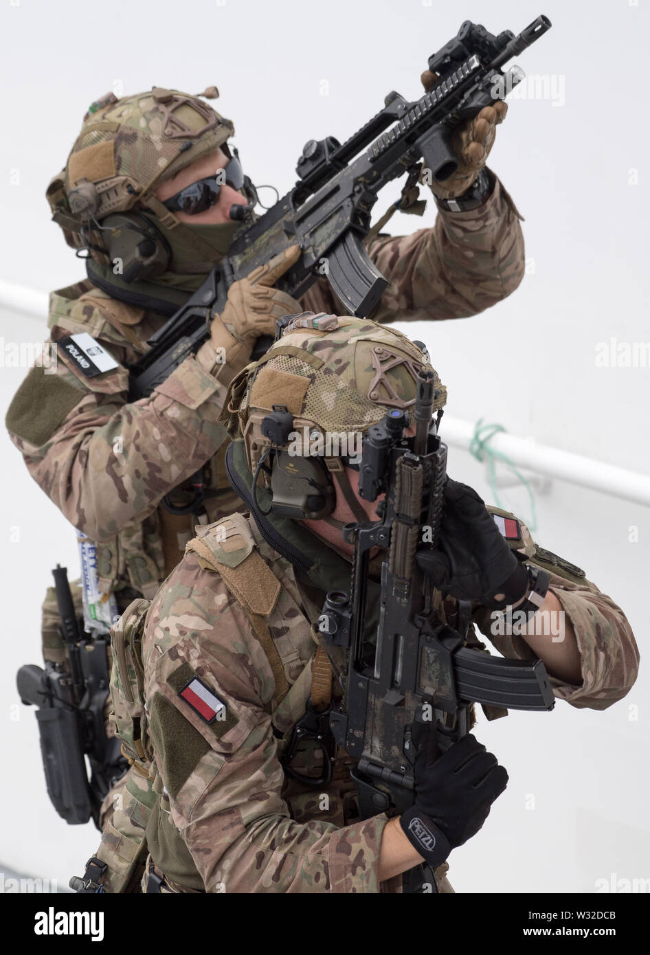 Des soldats des forces spéciales de la marine polonaise, Jednostka Wojskowa Formoza (unité militaire Formoza) au cours d'exercices à Gdynia, Pologne. 27 juin 2019 © Wojciech Banque D'Images
