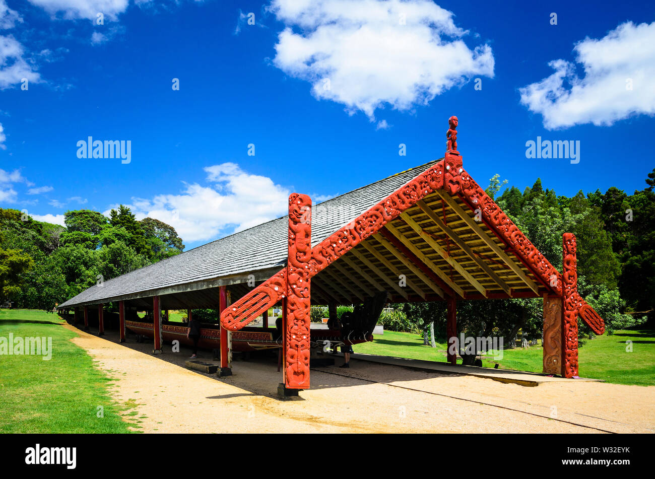 Maison traditionnel Maori dans Waitangi Banque D'Images