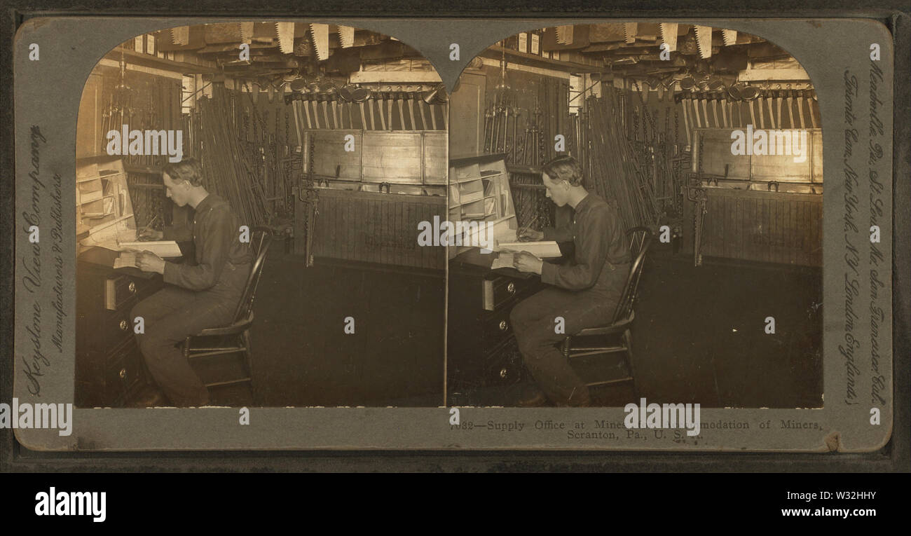 Bureau d'approvisionnement dans les mines pour l'hébergement des mineurs, Scranton, PA, USA, à partir de Robert N Dennis collection de vues stéréoscopiques Banque D'Images