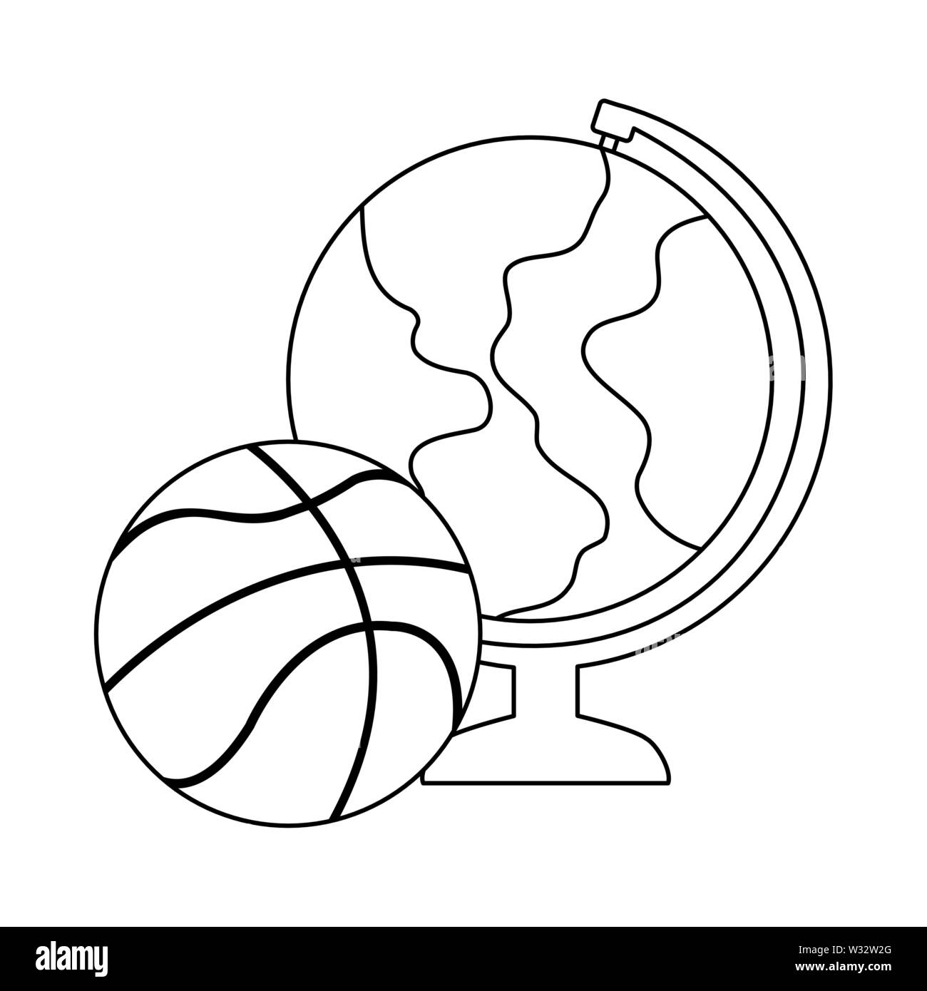 Globe terrestre avec ballon de basket-ball vector illustration design Illustration de Vecteur