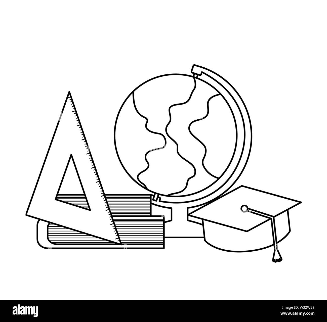 Globe terrestre avec l'école fournitures set vector illustration design Illustration de Vecteur