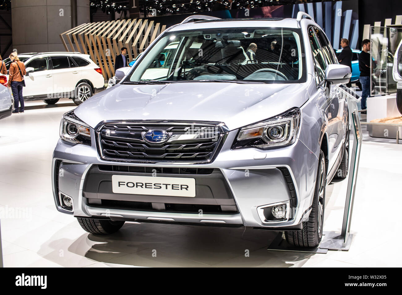 Genève, Suisse, mars 2019 toute nouvelle Subaru Forester, de l'Automobile de Genève, 5e génération, sk, VUS multisegment compact fabriqué par Subaru Banque D'Images