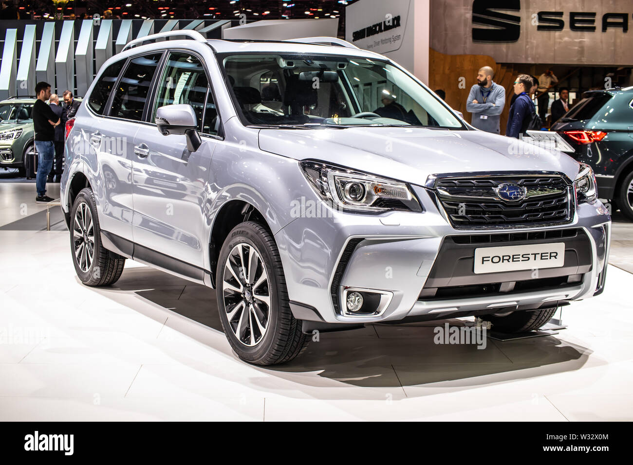 Genève, Suisse, mars 2019 toute nouvelle Subaru Forester, de l'Automobile de Genève, 5e génération, sk, VUS multisegment compact fabriqué par Subaru Banque D'Images