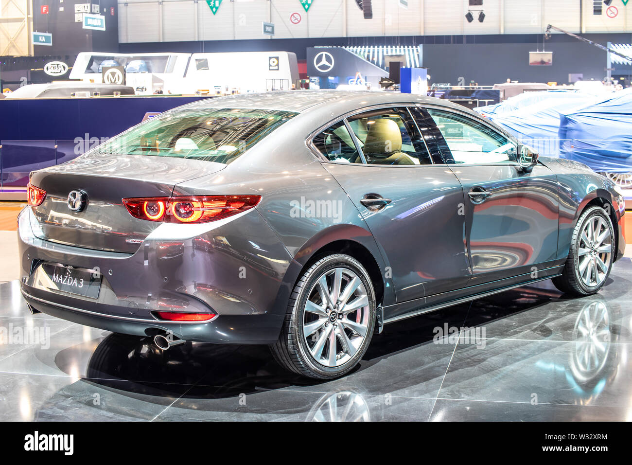Genève, Suisse, mars 2019 toutes les nouvelles Mazda 3, quatrième génération de l'Automobile de Genève, voiture compacte fabriquée au Japon par Mazda Banque D'Images