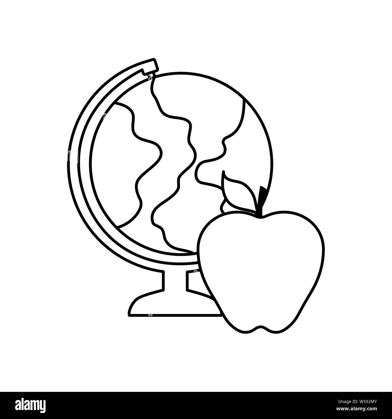 Globe terrestre avec pomme fruit vector illustration design Illustration de Vecteur