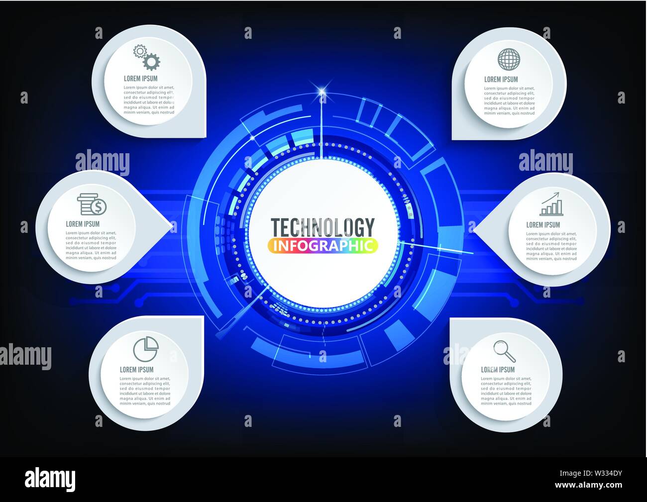 La visualisation de données d'affaires. Tableau du processus. Résumé des éléments du schéma graphique, avec des étapes, des options, des pièces ou des processus. Vector business template. Illustration de Vecteur