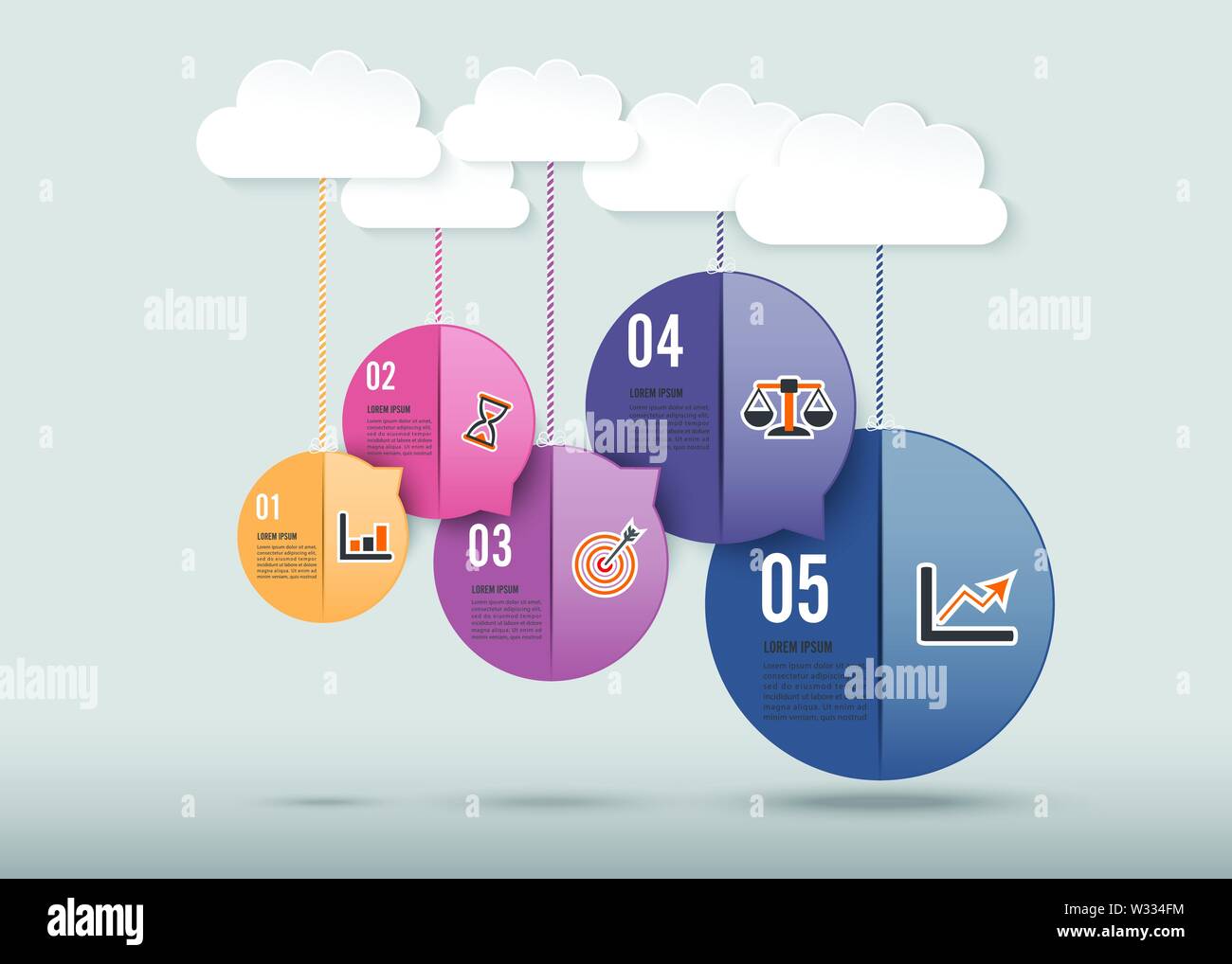 Vecteur de conception et marketing infographies icônes peuvent être utilisées pour la mise en page de workflow, diagramme, rapport annuel, web design. Concept d'affaires avec 5 options. Illustration de Vecteur