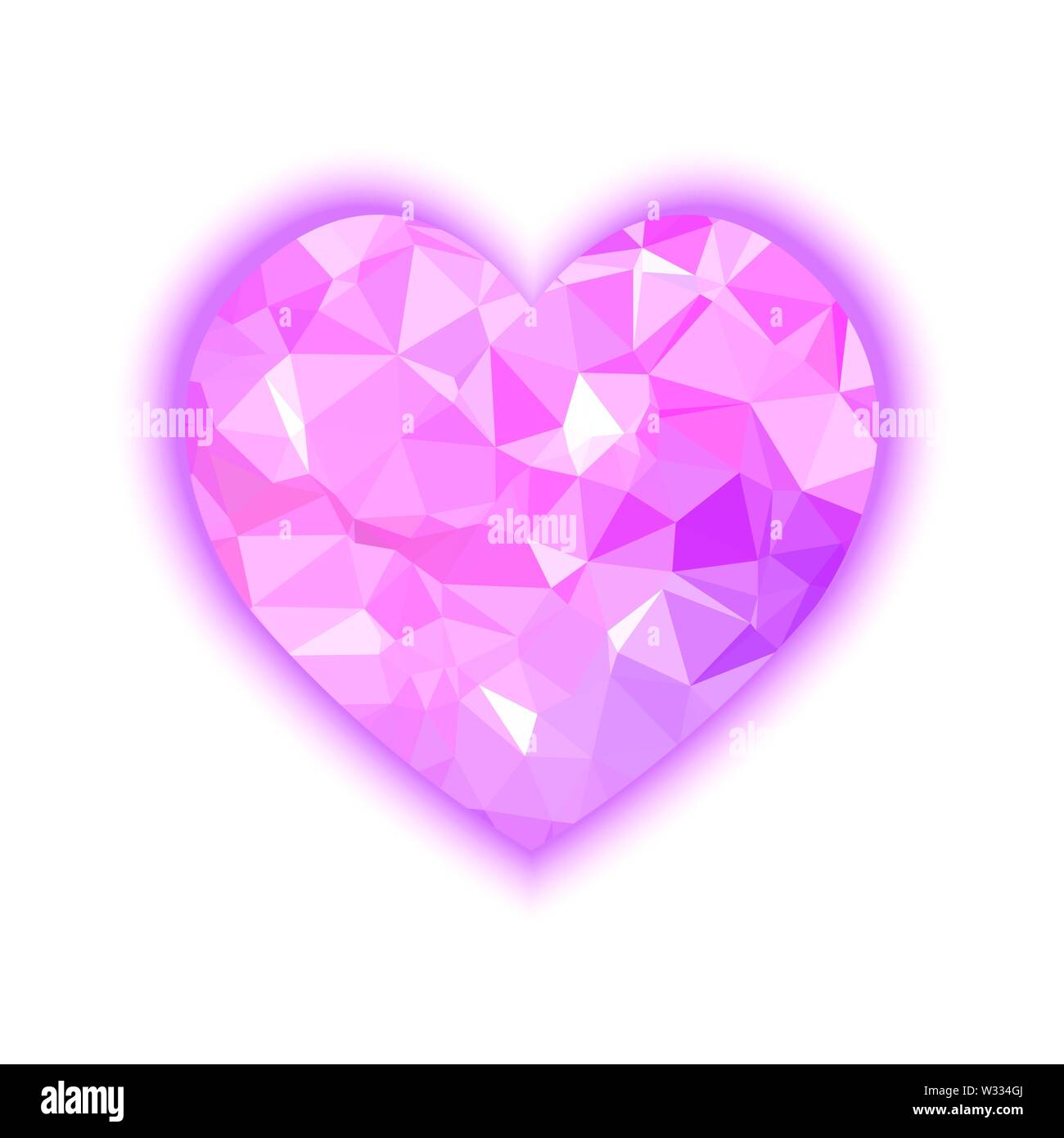 Polygone rose coeur isolé sur fond blanc. La Saint-Valentin. Illustration de Vecteur