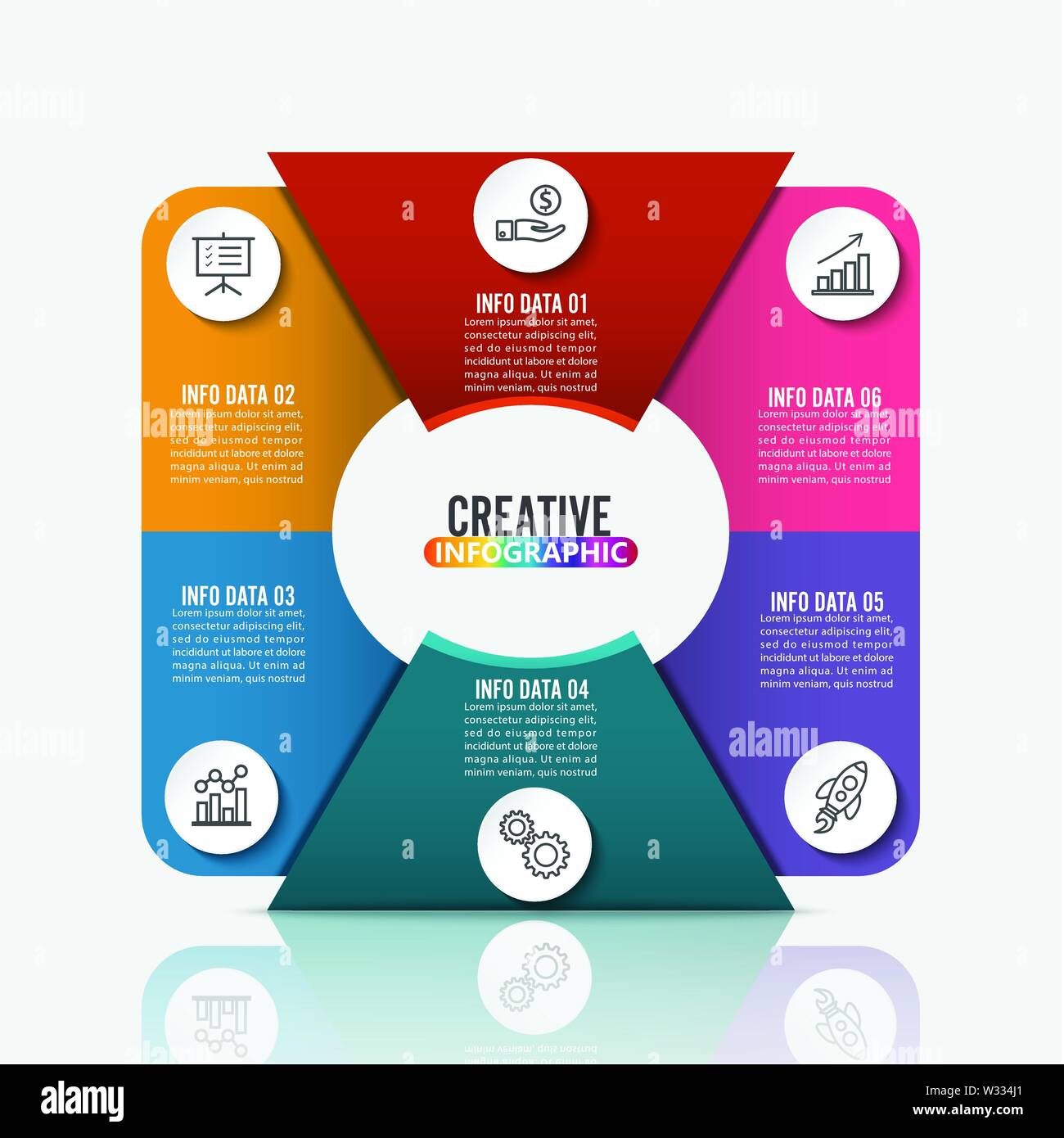 Vector illustration de raccorder six éléments infographique de l'interrupteur. Illustration de Vecteur