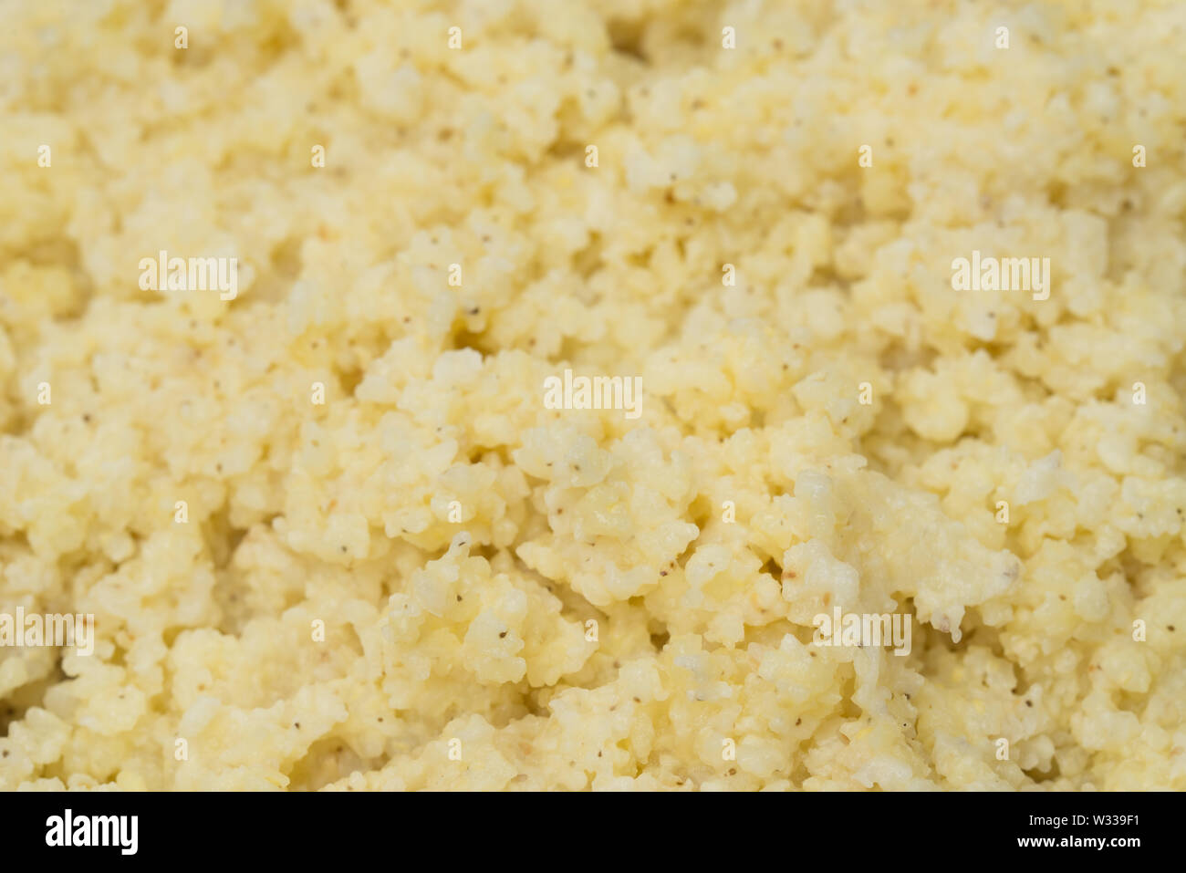 Porridge de millet cuit fond closeup Banque D'Images