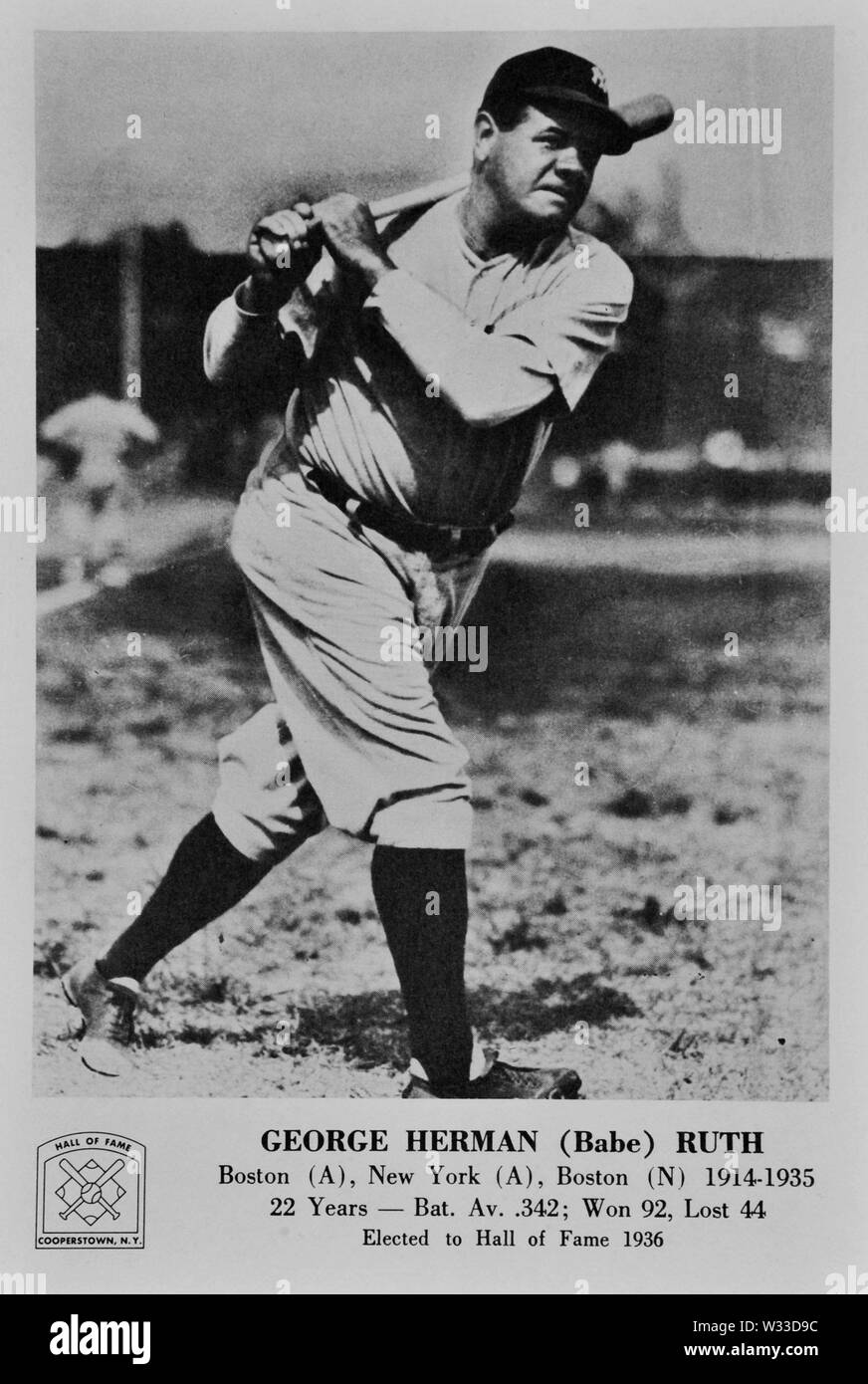 Babe Ruth de New York Yankees photo souvenir Banque D'Images