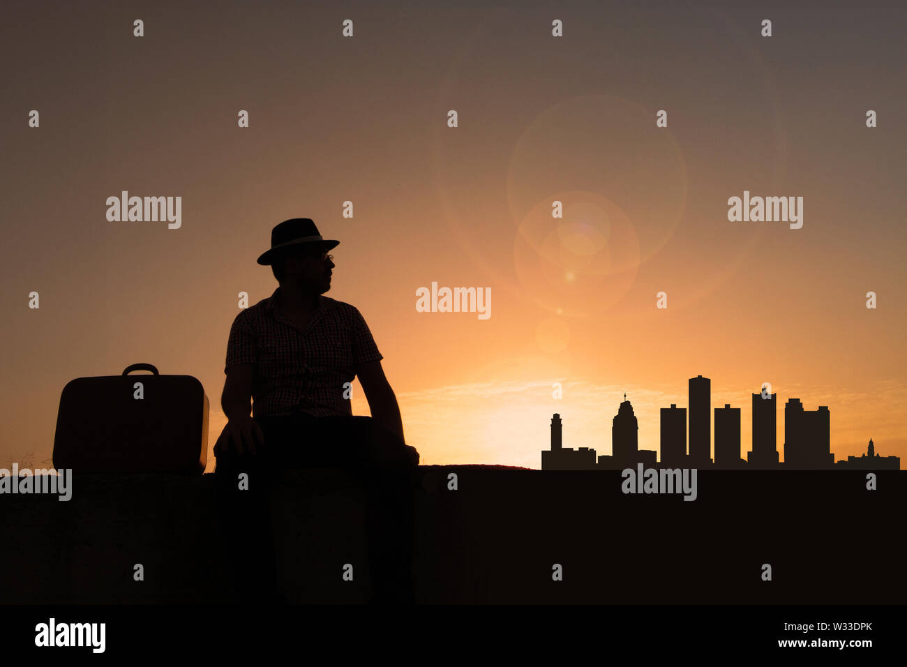 Hôtels en face de ville de Detroit Banque D'Images