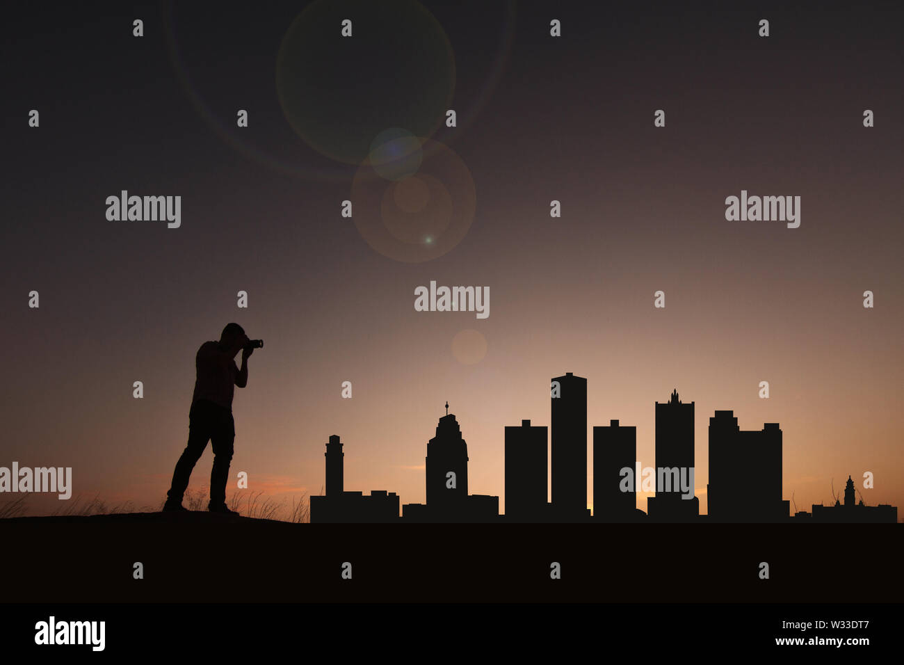 Hôtels en face de ville de Detroit Banque D'Images