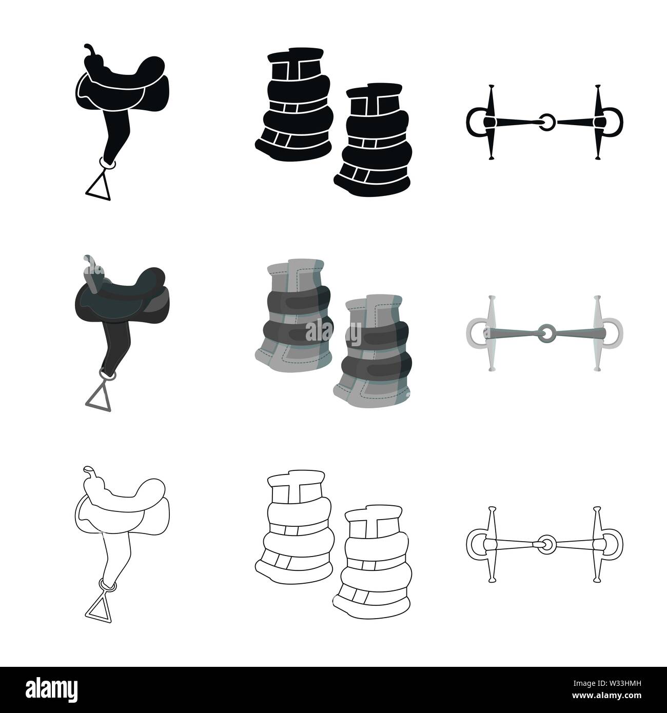 Vector illustration de matériel équitation logo. Ensemble d'équipements et la concurrence symbole boursier pour le web. Illustration de Vecteur