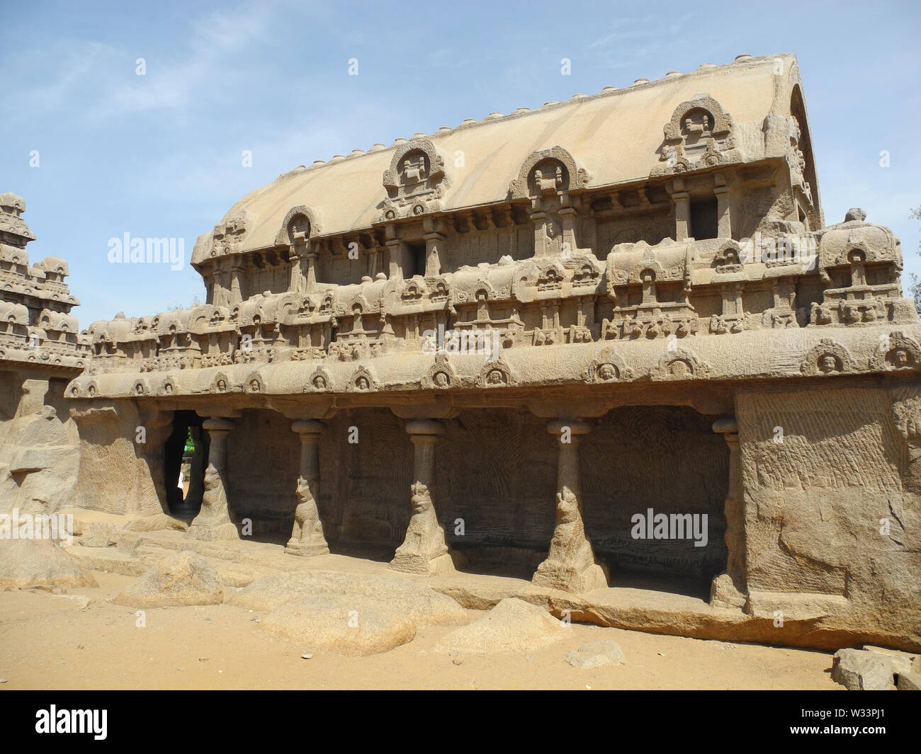 Ancien temple hindou, l'Inde, le Tamil Nadu, Mahabalipuram Banque D'Images