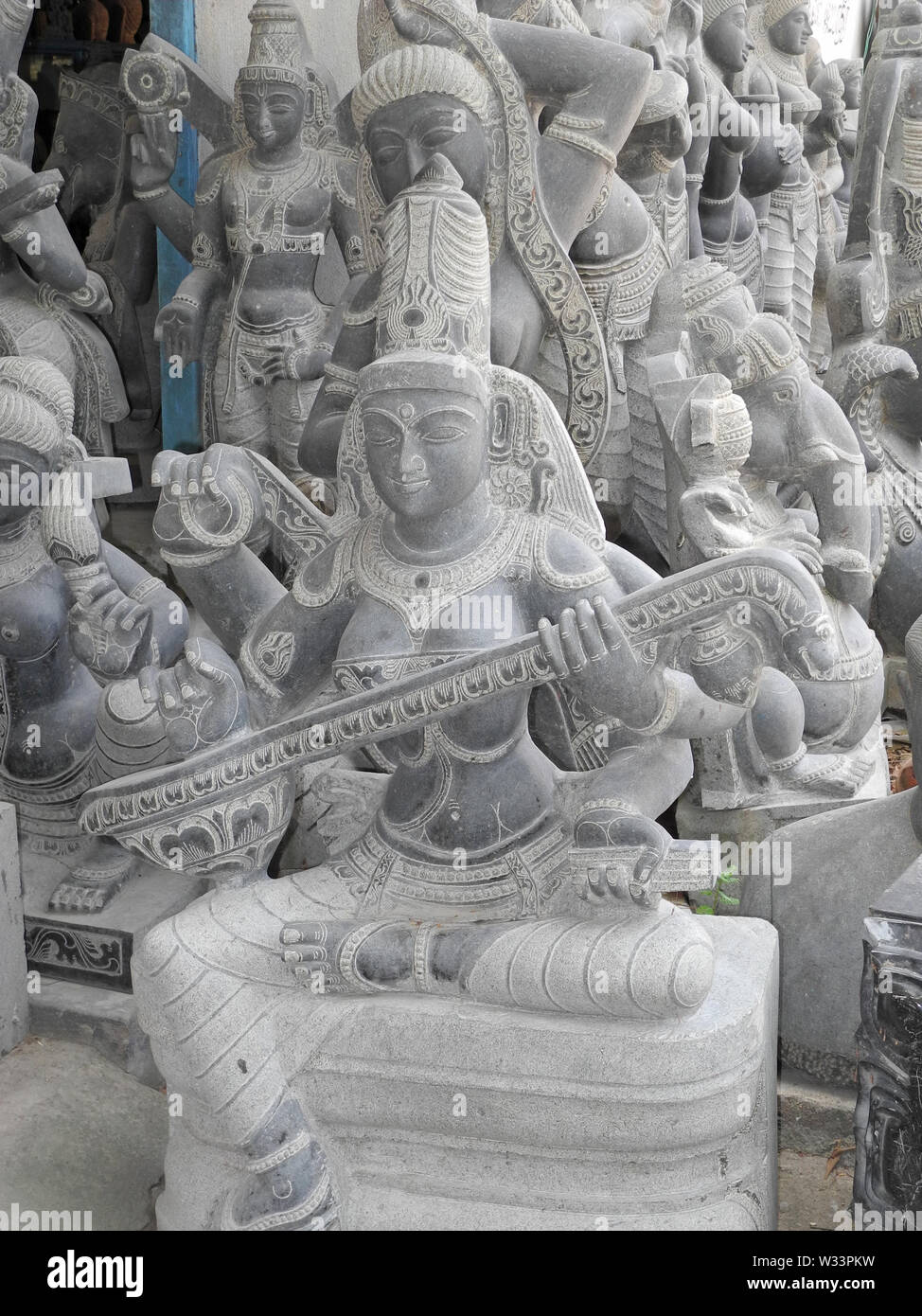 Statues de pierre, Tamil Nadu, Mahabalipuram City Banque D'Images