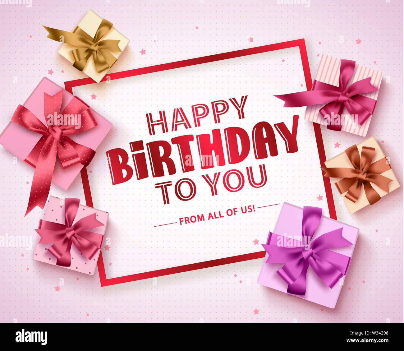 Joyeux Anniversaire Vector Design Carte De Vœux Cadeaux D Anniversaire Et Joyeux Anniversaire Texte Dans Cadre Blanc Vide En Rose Image Vectorielle Stock Alamy