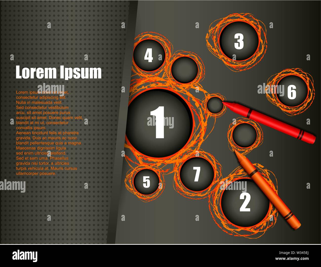 Résumé fond noir affaires vecteur avec découpage papier qualité photo couleur, crayons et prix pour votre texte et logo Illustration de Vecteur